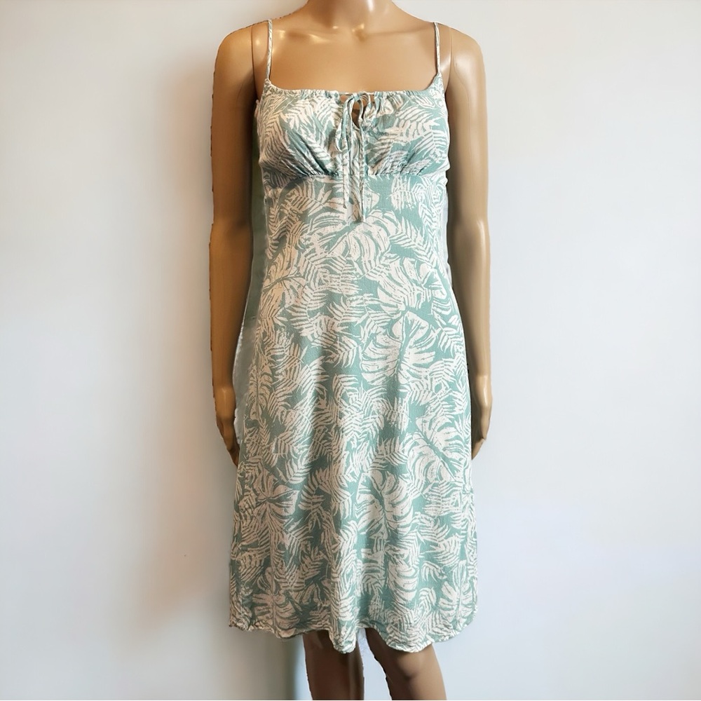Lulus Seafoam Teal Jungle Leaf Dress